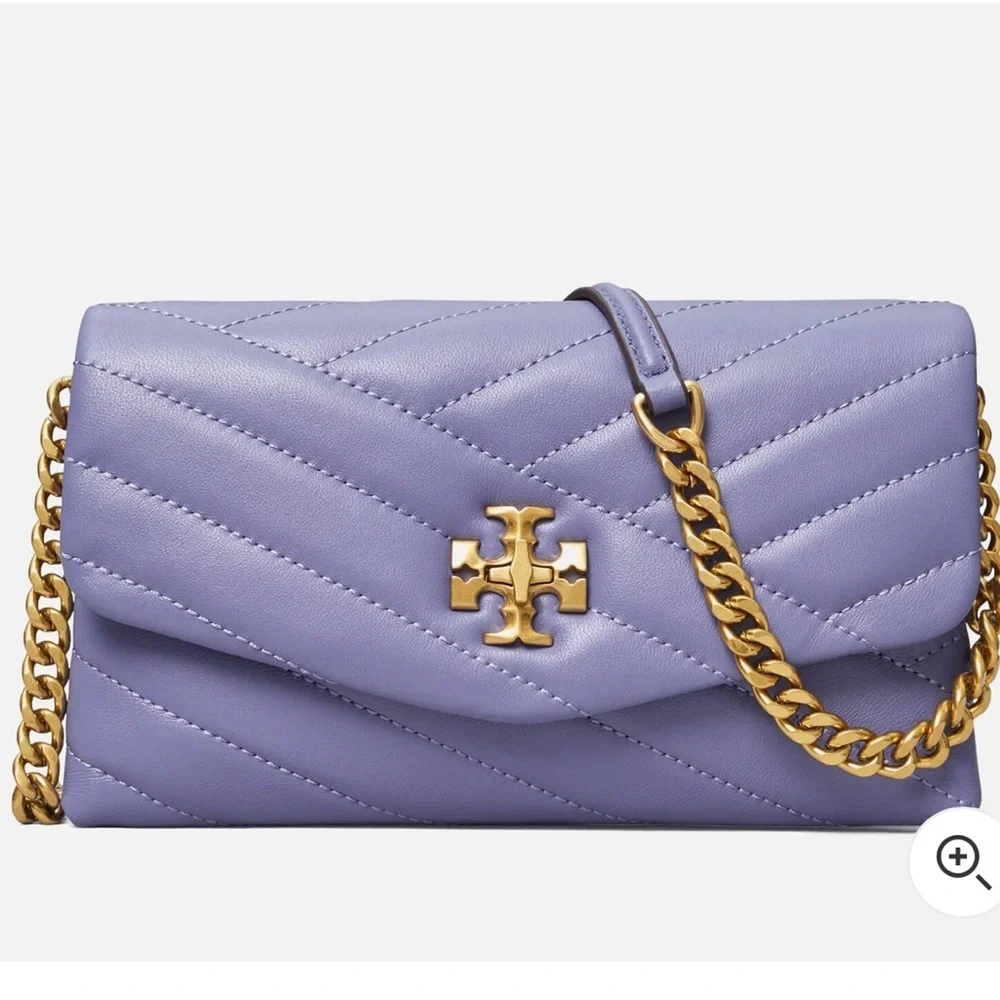 🌺Host Pick 🌺 Tory Burch Kira Chevron Chain Wallet- Dark Lotus - Picture 3 of 8